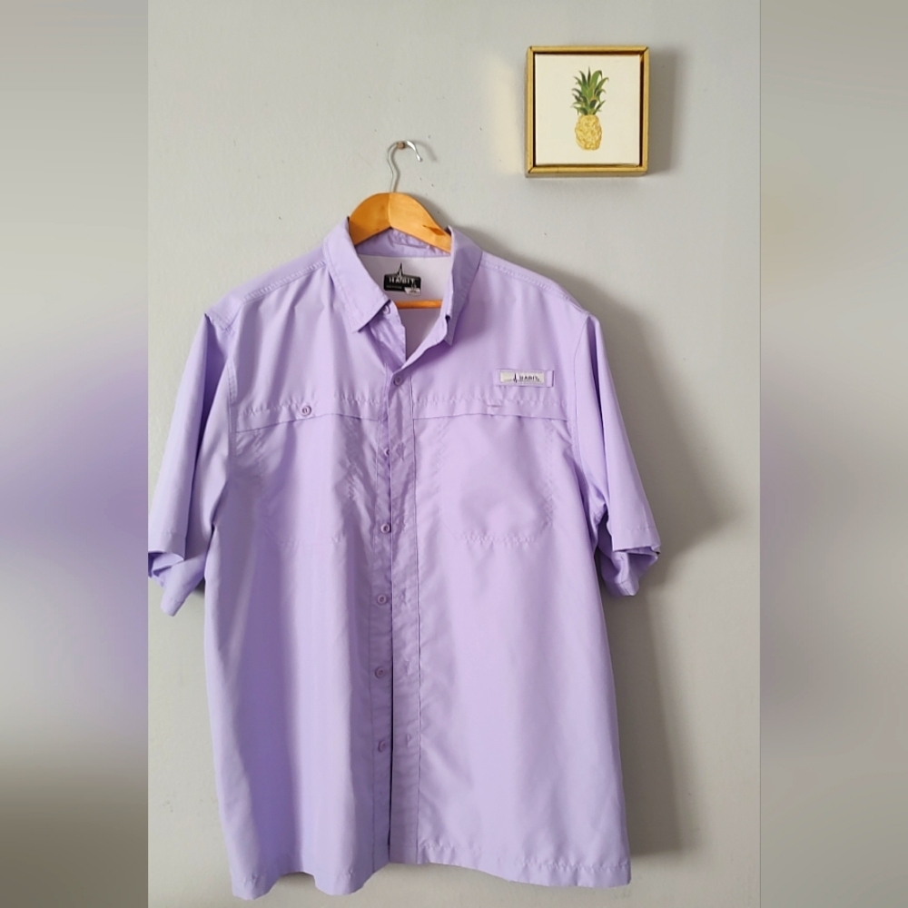 Habit shirts for men large Color Lilac Buttons Front UPF 40 UV Protection New
